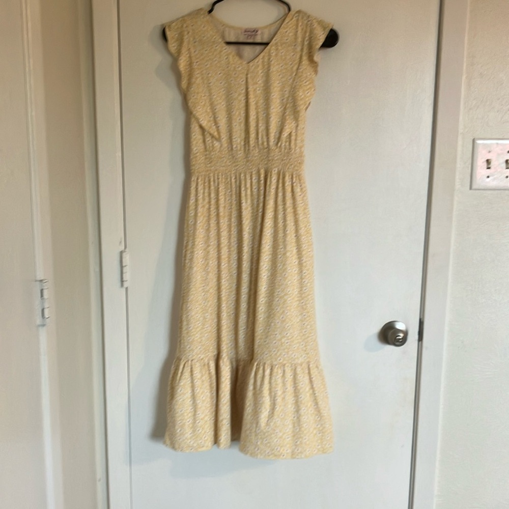 Chenault Cream Ruffled Tiered Midi Sundress